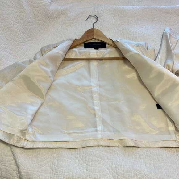 Rachel Roy Signature Vintage Silk Wool Jacket Blazer Zip Up Ivory Women 8 Luxury - Picture 8 of 9
